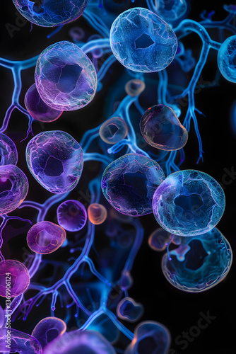 Intricate Microcosm: Dynamic Display of Zygospore Fungi Lifecycle in High-Magnification View