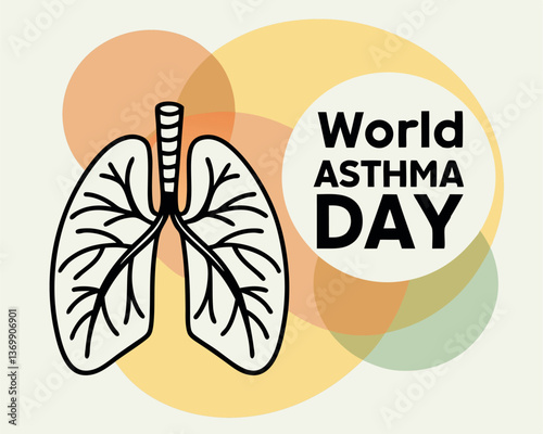World Asthma Day Illustration with Lungs and Floral Elements Design