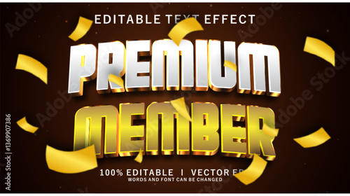 premium member 3d vector text effect with modern style design