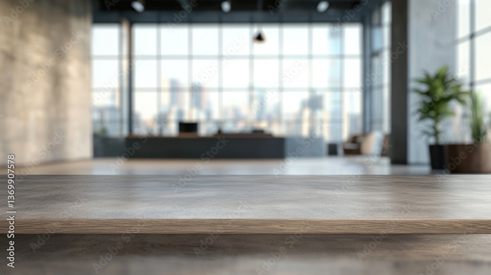 Fototapeta premium Empty conference room table with a blurred office background.