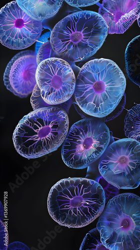 Intricate Microcosm: Dynamic Display of Zygospore Fungi Lifecycle in High-Magnification View