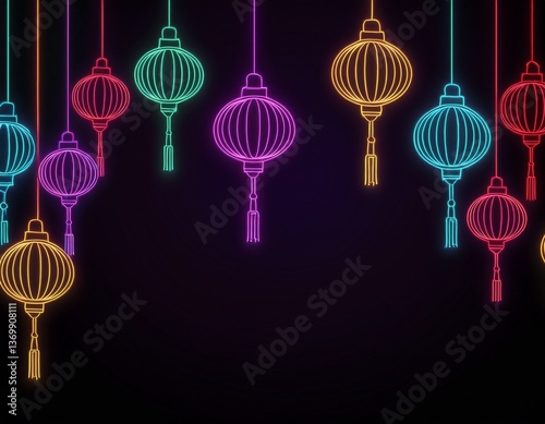 ネオン風の美しい提灯の背景