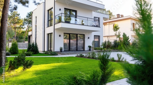 Modern House with Lush Green Landscape