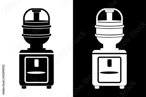 Black & White Water Dispenser Icon Scalable Vector Silhouette.