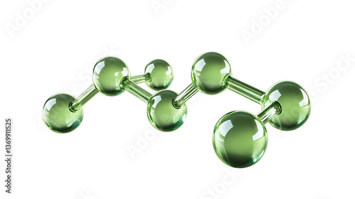 Fototapeta Naklejka Na Ścianę i Meble -  green molecule structure 3d render icon isolated on transparent background cutout