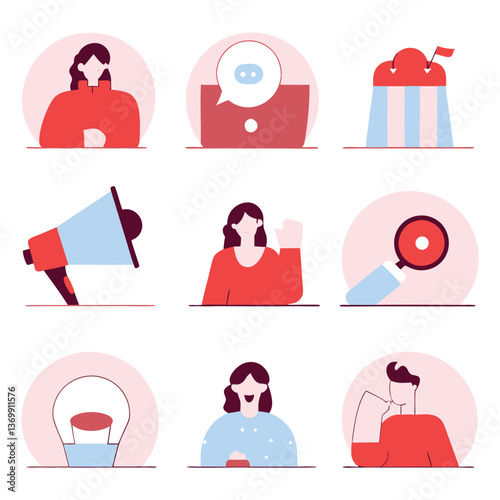 This collection of flat vector business icons is ideal for web design and app illustrations