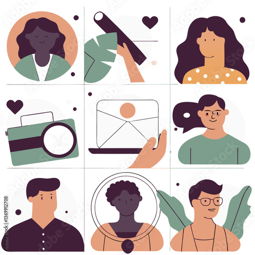 Seamless pattern of fashion accessories and sewing tools for a stylish cartoon woman