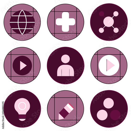 Web design vector icon set: internet symbols and buttons for business