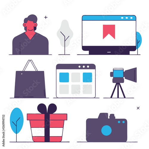 Business and finance flat vector icon set for web and app design
