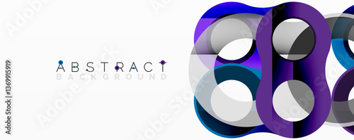 Abstract geometric pattern with interlocking circular and tubular shapes featuring smooth gradients, sharp contrasts, and dynamic layering