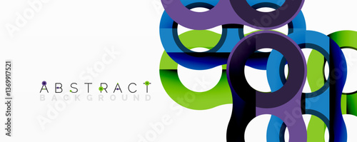 Abstract composition with intertwined circular and tubular forms creating fluid structure with gradients, depth, and sharp contrasts