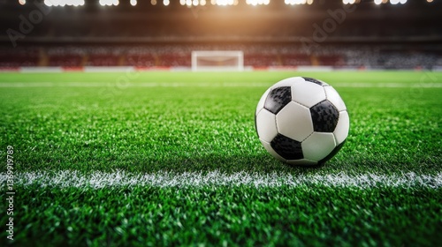 Soccer ball on a stadium field (1)