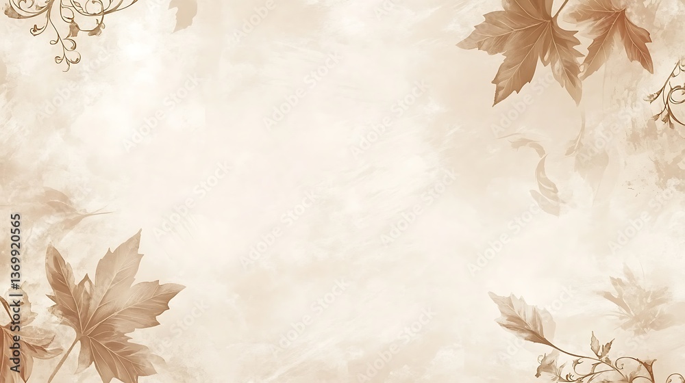 Autumn Leaves And Floral Elements With Soft Textured Background Autumn Leaves And Floral Elements With Soft Textured Background