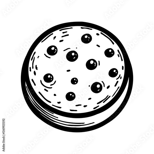Whimsical Hand-Drawn Cookie with Black Dots