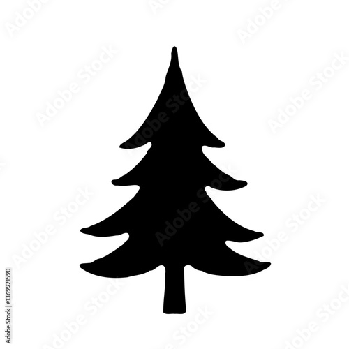 Elegant Silhouette of a Christmas Evergreen Tree