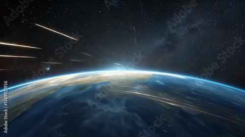 A stunning view of Earth from space, showcasing vibrant colors and dynamic light effects.