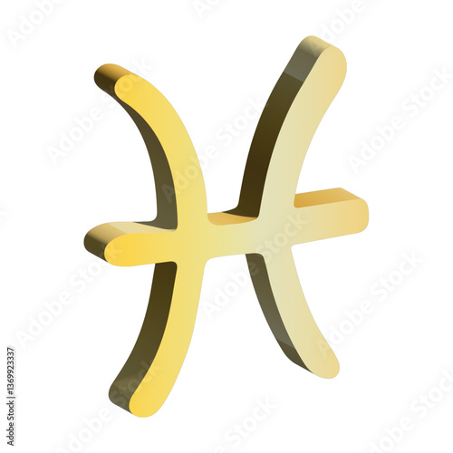 3d pisces zodiac sign Esoteric symbol Astrology clipart Element for design