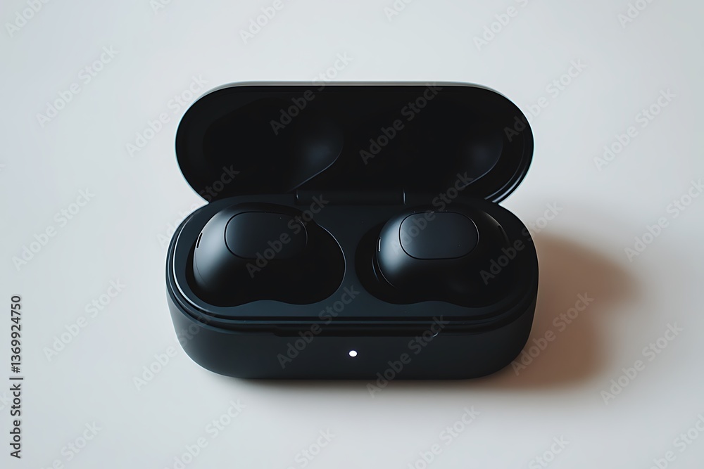 Wireless earbuds in charging case providing modern audio experience and convenience for music lovers Wireless earbuds in charging case providing modern audio experience and convenience for music lovers