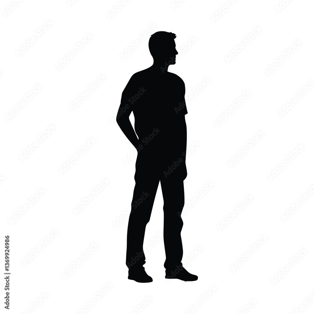 Man standing pose silhouette simple minimal vector Man standing pose silhouette simple minimal vector