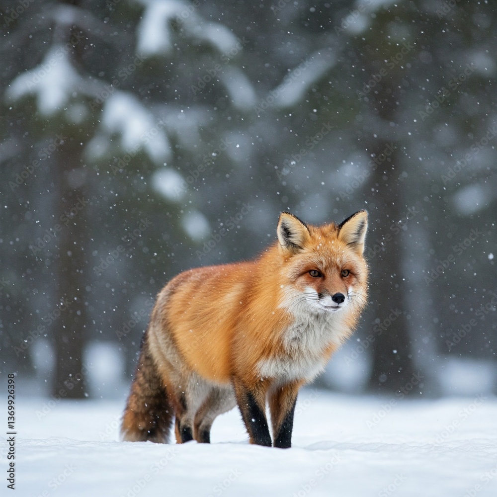 Fototapeta premium red fox in snow