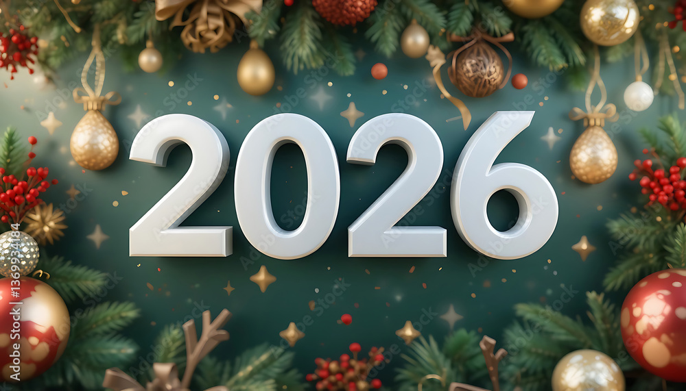 Happy New Year 2026 celebration design featuring white numbers. numbers 2026. white 3d 2026 text. Idea for New Year's greetings, festive, seasonal celebrations, Christmas decorations, banner, flyer Happy New Year 2026 celebration design featuring white numbers. numbers 2026. white 3d 2026 text. Idea for New Year's greetings, festive, seasonal celebrations, Christmas decorations, banner, flyer