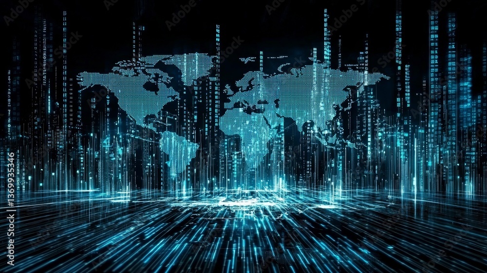 custom made wallpaper toronto digitalModern urban environment merging with a global network design.