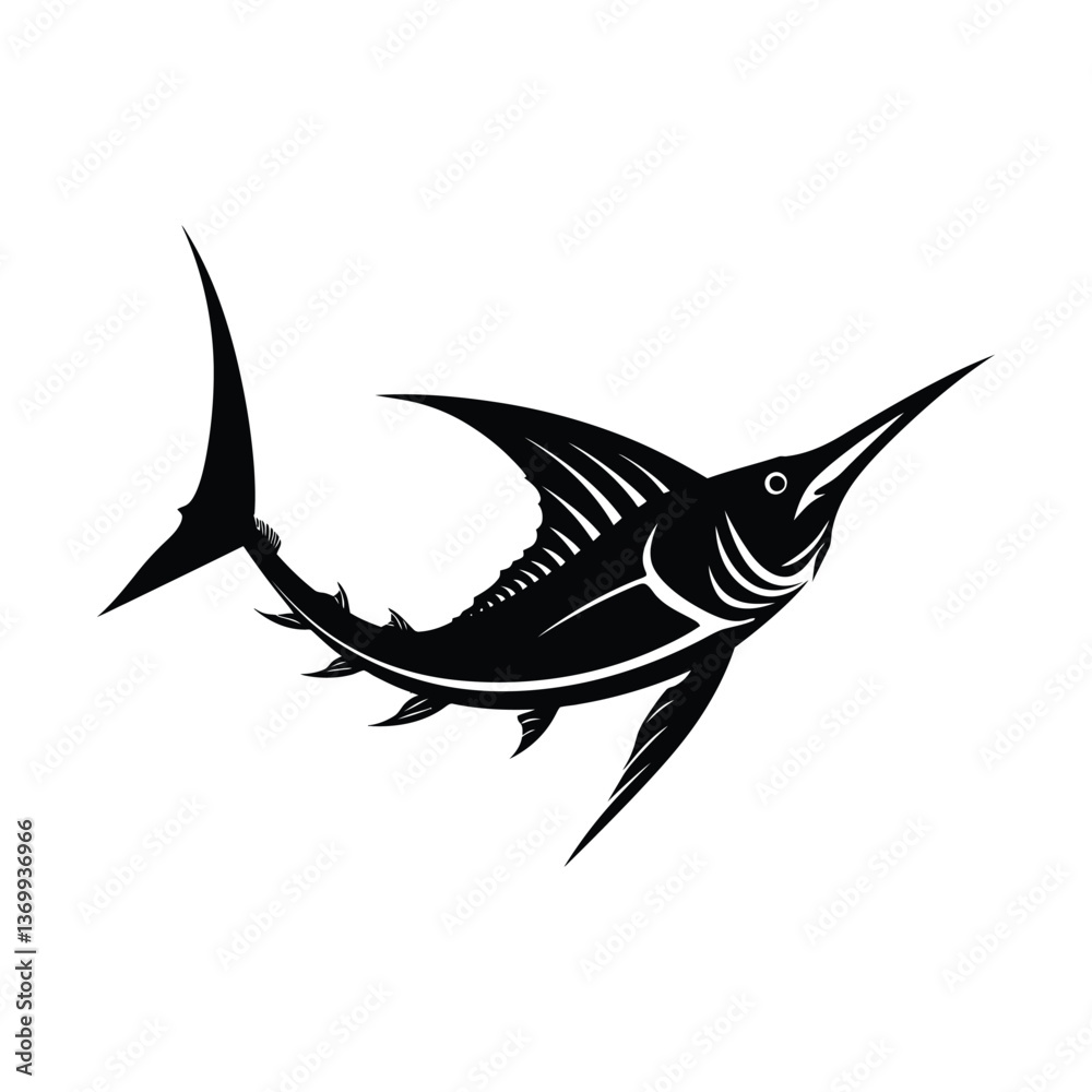Marlin fish a simple minimal black silhouette Marlin fish a simple minimal black silhouette
