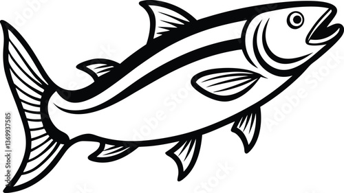A stylized fish vector swims gracefully in vibrant hues
