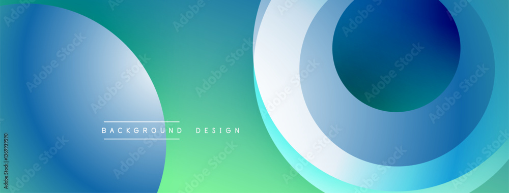 Fototapeta premium Background design with overlapping circular shapes, featuring smooth gradients and soft lighting effects, creating a dynamic abstract composition