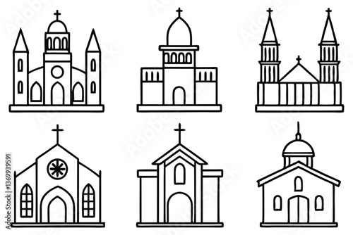 Church line art illustration for modern graphic designs (1)