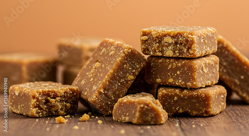 Rich Jaggery Cubes: Natural Sweetener for Authentic Flavor - Stock Image