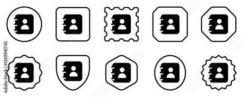 Vector phonebook, contact, diary icon. Black, white background. Perfect for app and web interfaces, infographics, presentations, marketing, etc.