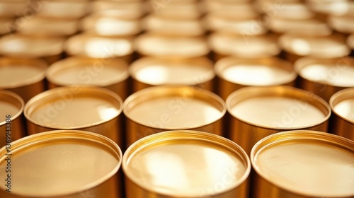 Wallpaper Mural Rows of Golden Aluminum Cans in a Symmetrical Arrangement Torontodigital.ca