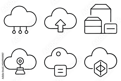 Cloud based storage line art illustration for websites (3)