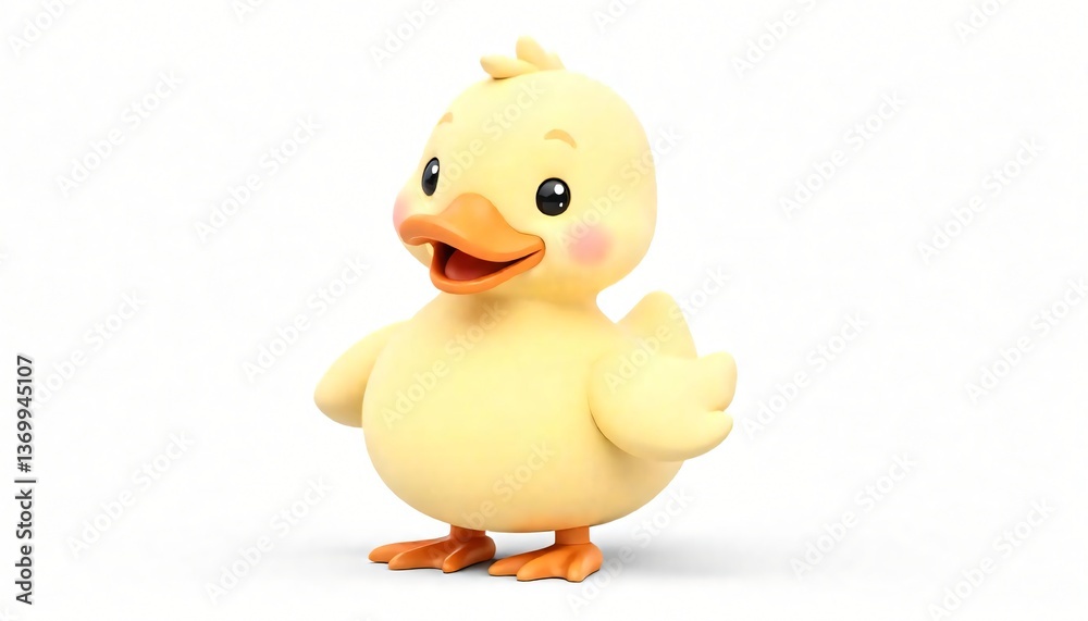 Adorable Yellow Duckling Cartoon Character 3D Render for Children's Illustrations Adorable Yellow Duckling Cartoon Character 3D Render for Children's Illustrations