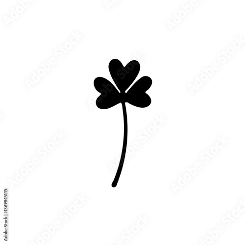 Minimalist Three Leaf Clover Silhouette Design