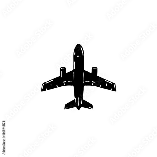 Minimalist Airplane Illustration, Transportation Symbol