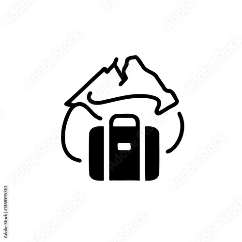 Adventure awaits with a mountain bag silhouette