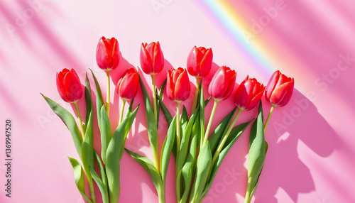 Pink tulips on blank background HD image. A tulip doesn't strive to impress anyone, it just blooms proverb image