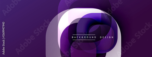Circular abstract design with overlapping translucent circles and round shapes, blending gradients and smooth curves, creating depth, contrast, and a dynamic visual effect