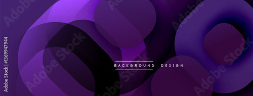 Circular abstract design with overlapping translucent circles and round shapes, blending gradients and smooth curves, creating depth, contrast, and a dynamic visual effect