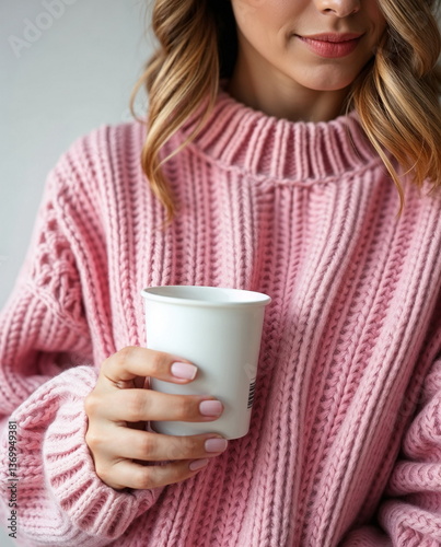 Relaxing moment  of a woman with coffee mug 