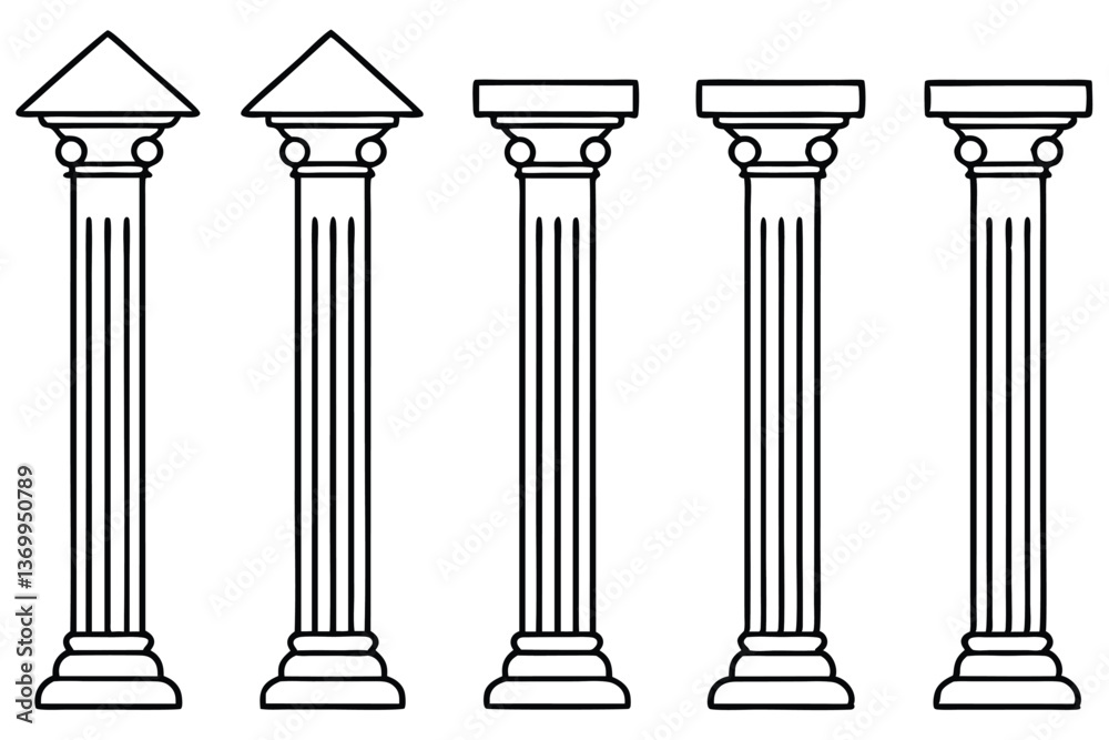 Obraz premium Colonnade line art illustration in elegant architectural design (2)