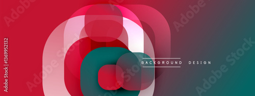 Circular abstract design with overlapping translucent circles and round shapes, blending gradients and smooth curves, creating depth, contrast, and a dynamic visual effect