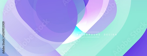 Circular abstract design with overlapping translucent circles and round shapes, blending gradients and smooth curves, creating depth, contrast, and a dynamic visual effect