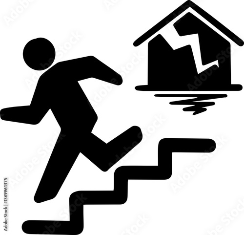 earthquake ground crack symbol icon illustrations