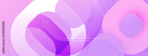 Circular abstract design with overlapping translucent circles and round shapes, blending gradients and smooth curves, creating depth, contrast, and a dynamic visual effect