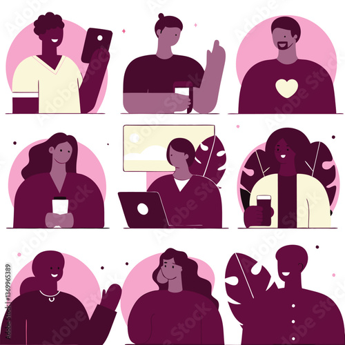 Vector illustration icons show a set of different fashion clothes silhouettes