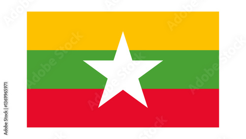 Myanmar Flag National Burma Country Republic of the Union of Myanmar
