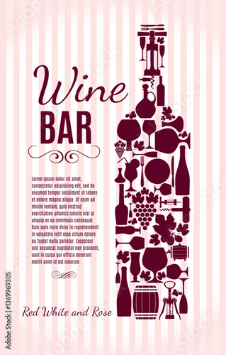 Vector stock wine menu bar restaurant illustration wine card